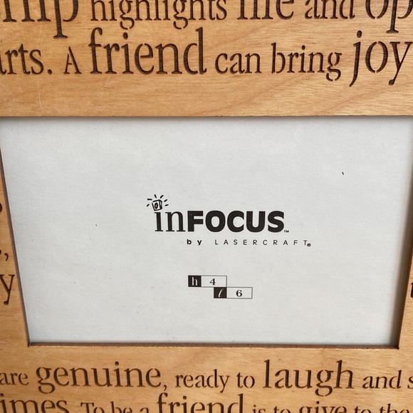 NWOT In Focus by Lasercraft 4”x6” photo frame. Frame measures 7”x9”. Wood. - Picture 2 of 6